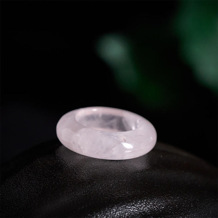 Ring Rosenquarz Liebe Heilung rosa poliert glänzend eleganter Heilstein