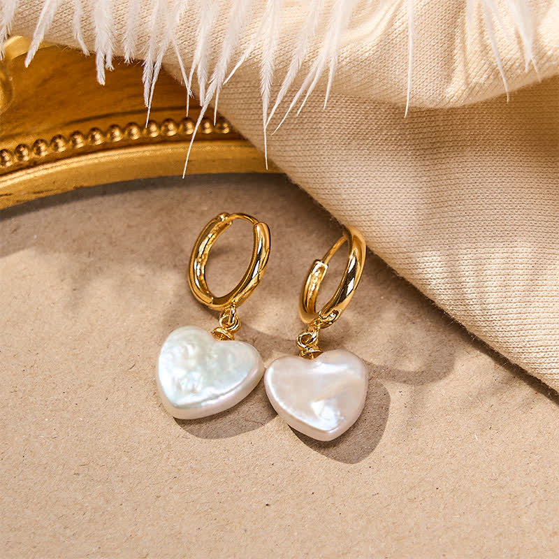 Ohrringe Perle Herz Retro Gold Boho Schmuck elegant Ohrhänger