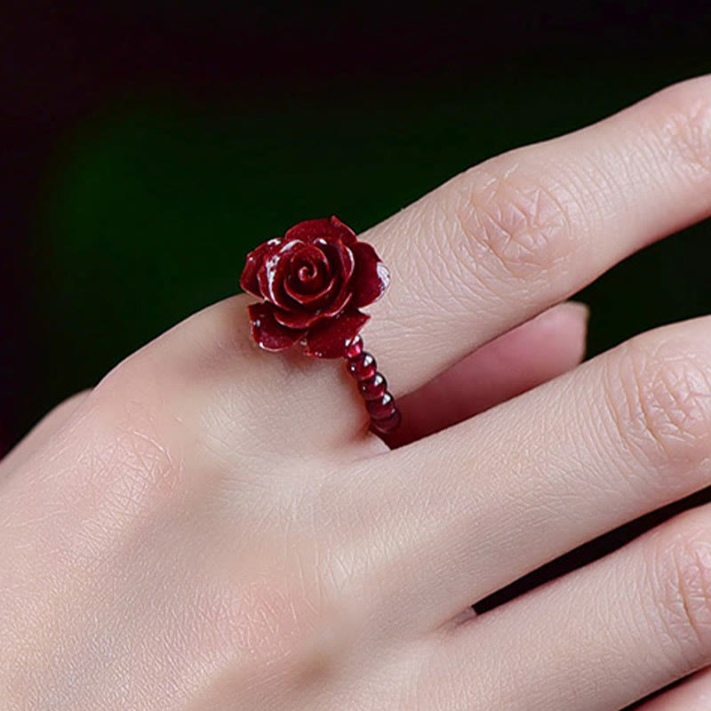 Roter Rose Ring Zinnober Granat Klarheit Schutz Glück Fingerring