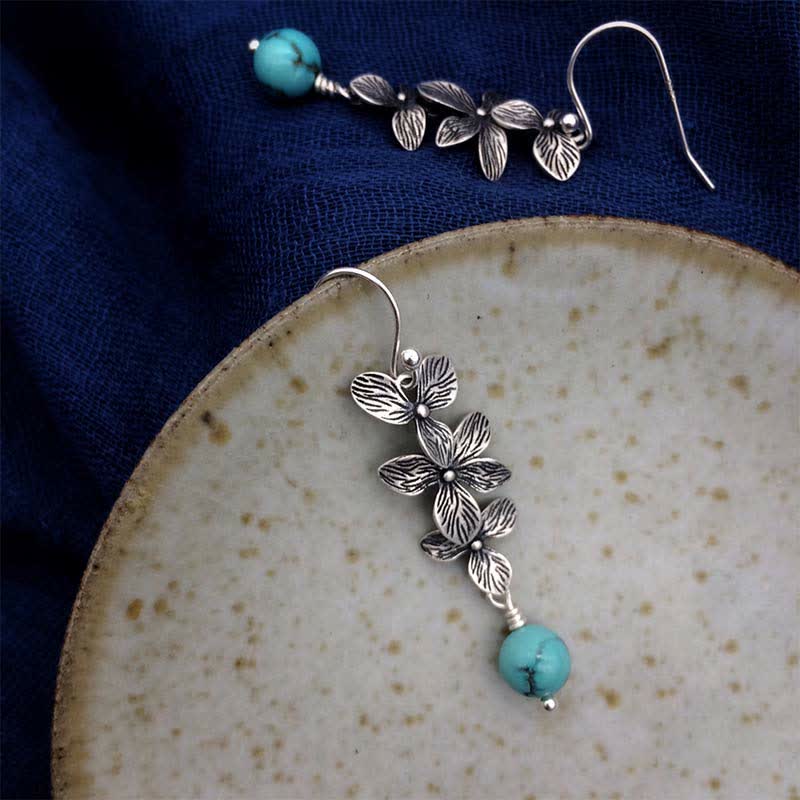 Türkis Ohrringe Silber Blüten Boho Schmuck spirituell Ohrhänger Schutz Ruhe