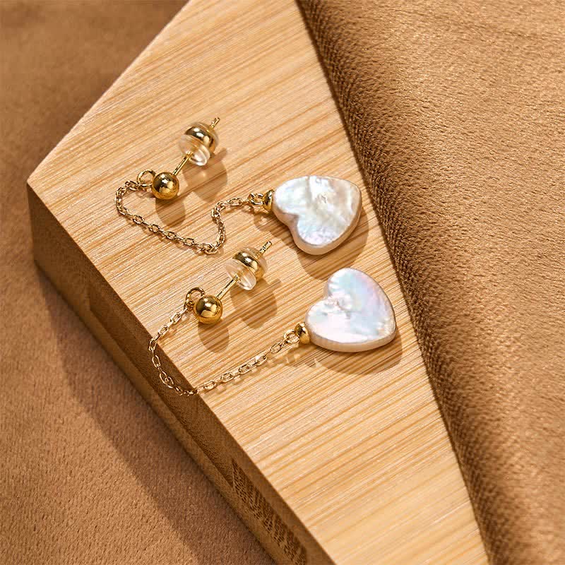 Perlmutt Herz Ohrringe Gold Kette Boho Schmuck Optimismus Ohrhänger