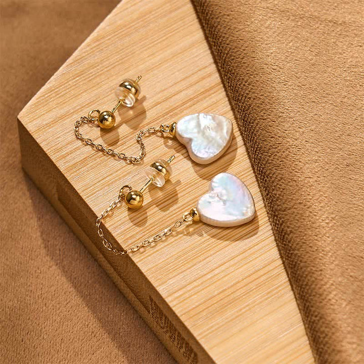 Perlmutt Herz Ohrringe Gold Kette Boho Schmuck Optimismus Ohrhänger