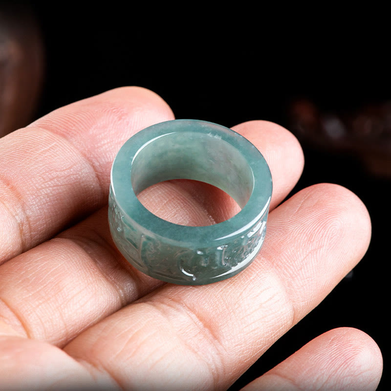 Jade Ring Om Mani Padme Hum Wohlstand Glück Schutz Kraft