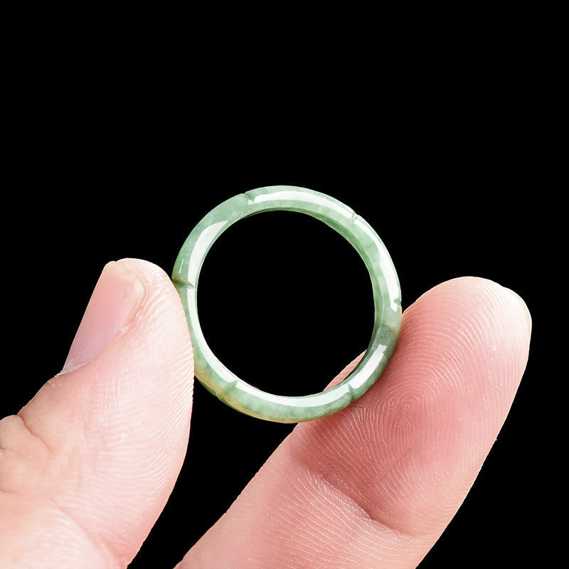 Jade Bambus Ring – Fülle Harmonie grüner Edelstein Fingerring
