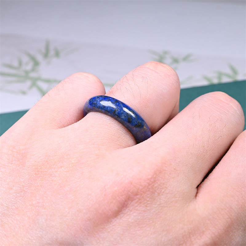 Echter Lapislazuli Ring getragen Fengshui Schutz blauer Edelstein Fingerring