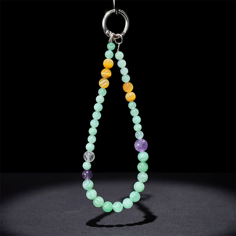 Schlüsselanhänger Jade Perlen Wohlstand Amethyst Tigerauge Edelstein spirituell Glücksbringer