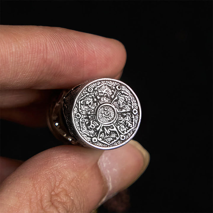Schlüsselanhänger Om Mani Padme Hum Ghau – Glück Silber Mandala Buddhismus spirituell