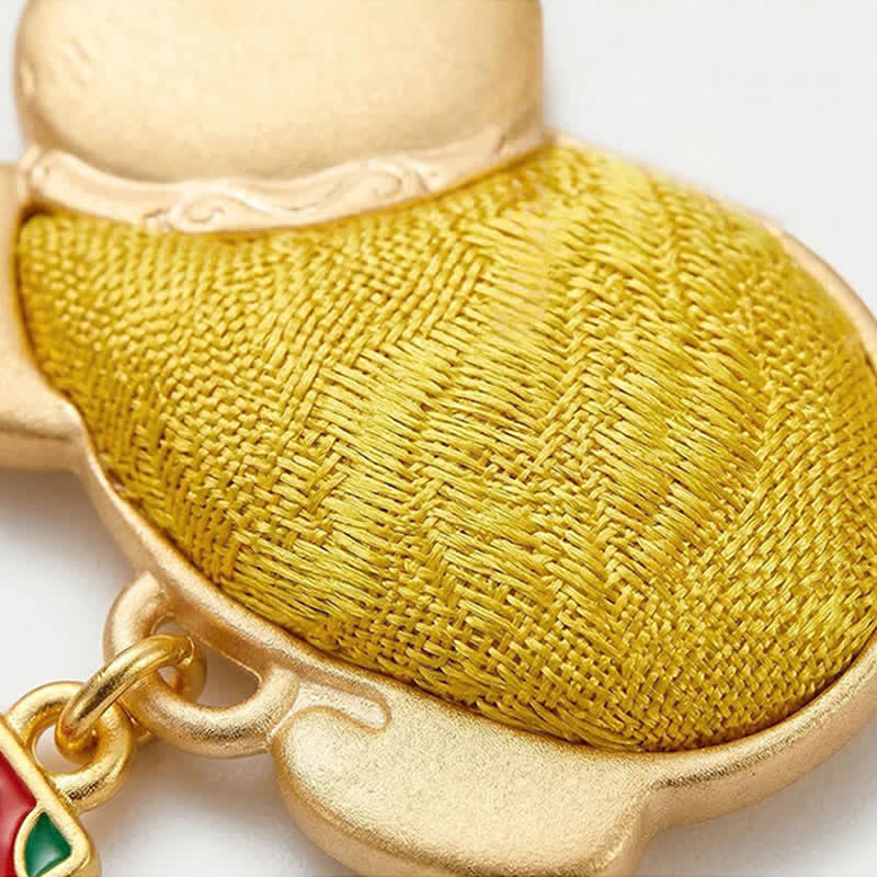 Schlüsselanhänger Winkekatze Brokat – Glück goldener Detail Stoff spirituell