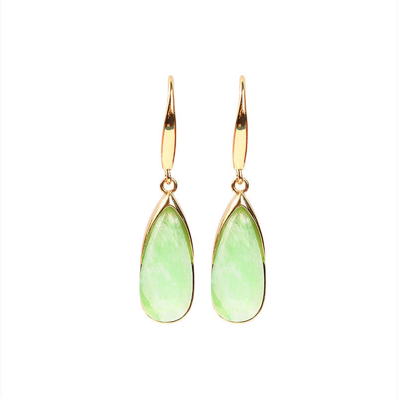 Ohrringe Jade Tropfen Schutz grün gold Ohrhänger Boho Schmuck spirituell