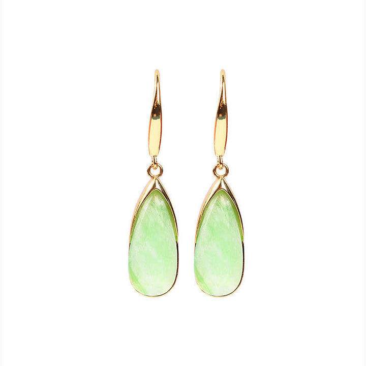 Ohrringe Jade Tropfen Schutz grün gold Ohrhänger Boho Schmuck spirituell