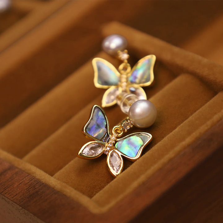 Schmetterling Ohrringe Perle Perlmutt Aufrichtigkeit Boho Schmuck spirituell Ohrhänger