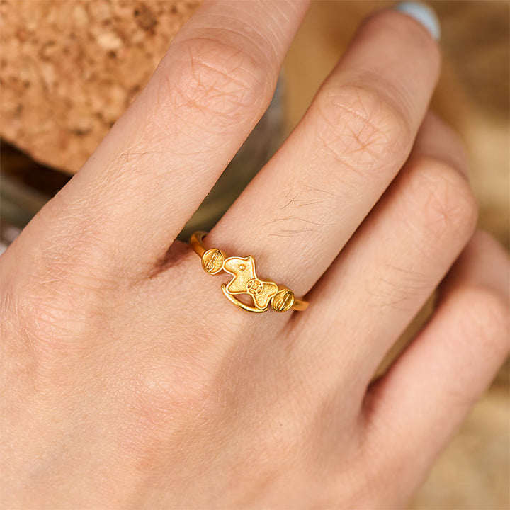 Gold Pixiu Ring Kupfermünze Pferdjahr Feng Shui Wohlstand Schutz