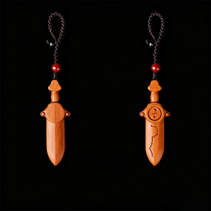 Schlüsselanhänger Jujube-Holz Yin Yang Schwert Glücksbringer spirituell Feng Shui