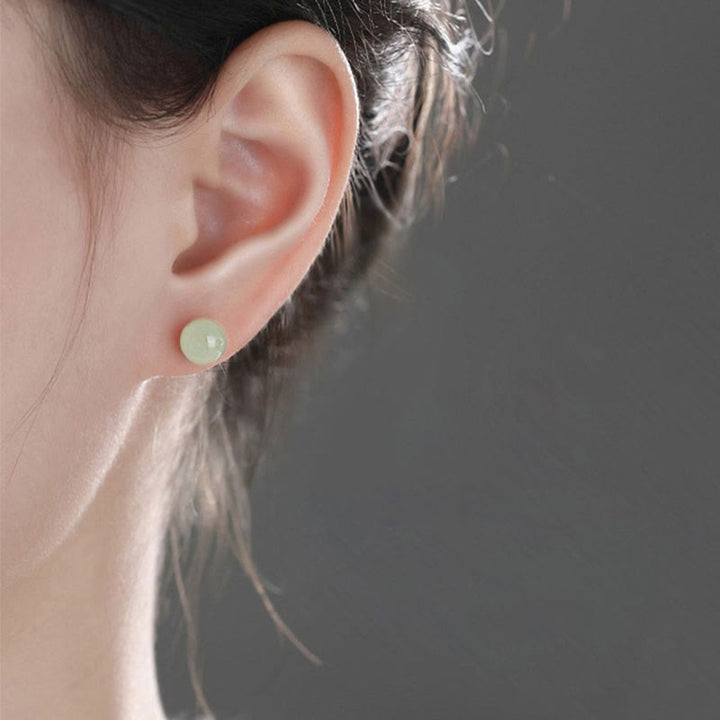 Ohrringe Jade Kugel Glück getragen Ohrstecker Boho Schmuck spirituell