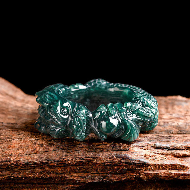 Ring Türkis Jade Drachen Erfolg Fengshui Glück Amulett