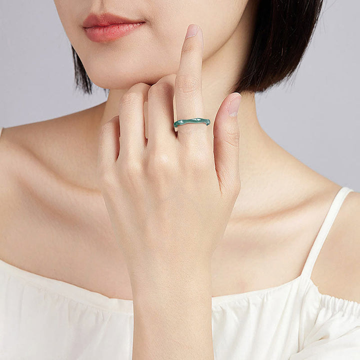 Jade Bambus Ring – Wohlstand & Fülle Grüner Schmuckring