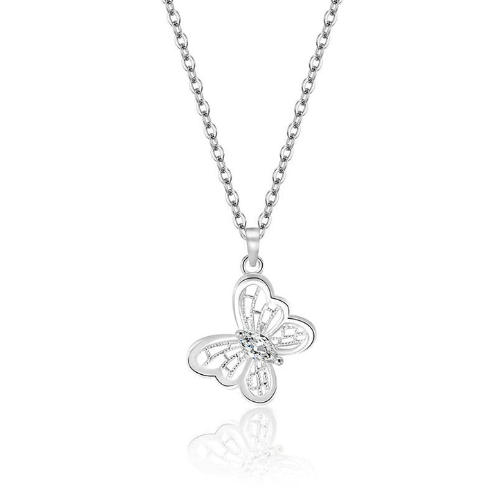 Elegante filigrane Schmetterlingsanhänger Kette aus Sterlingsilber für Schutz