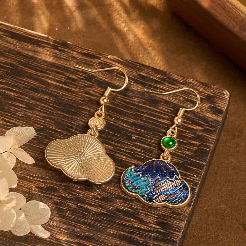 Ohrringe Songbrokat Jade – Wohlstand Wolkenform Gold Boho Schmuck spirituell