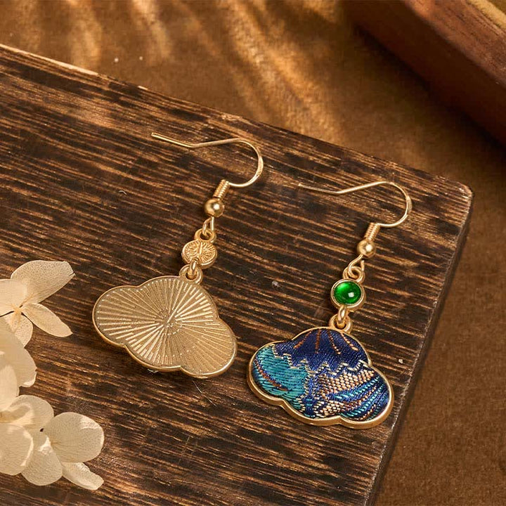 Ohrringe Songbrokat Jade – Wohlstand Wolkenform Gold Boho Schmuck spirituell