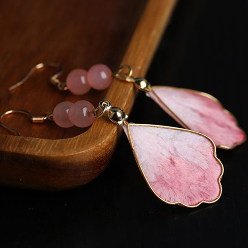 Rosa Ohrringe Seide Samt Glück Schutz Boho Schmuck Ohrhänger spirituell