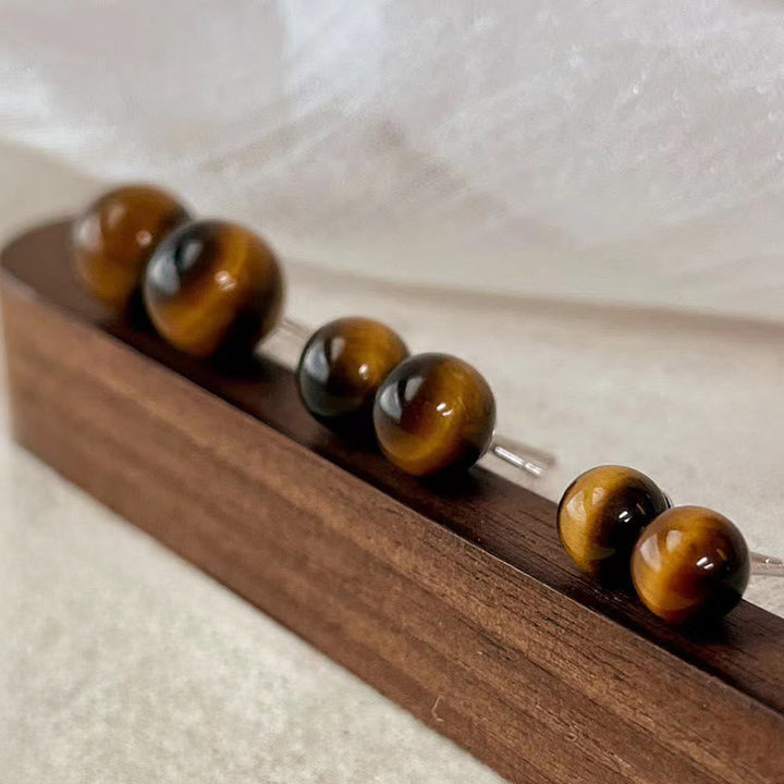 Tigerauge Ohrringe Schutz Edelstein Ohrstecker Boho Schmuck spirituell Holz