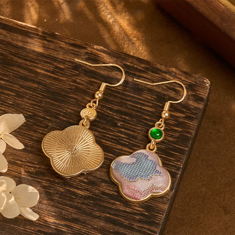 Ohrringe Songbrokat Jade Blumen goldfarben Boho Schmuck spirituell Ohrhänger