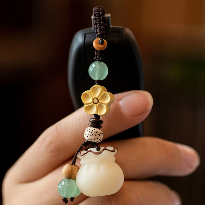 Schlüsselanhänger Bodhi Geldsack – Wohlstand Jade Blume Glücksbringer spirituell