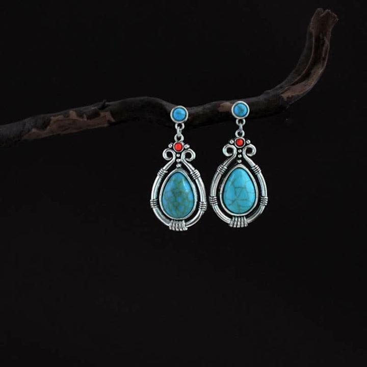 Türkis Ohrringe Tropfen Silber Boho Schmuck spirituelle Ohrhänger Stärke