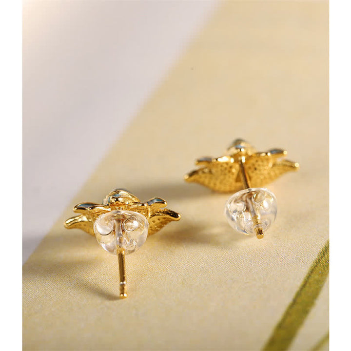 Ohrringe Hetian-Jade Lotus – Erfolg Ohrstecker gold Schmuck spirituell Boho