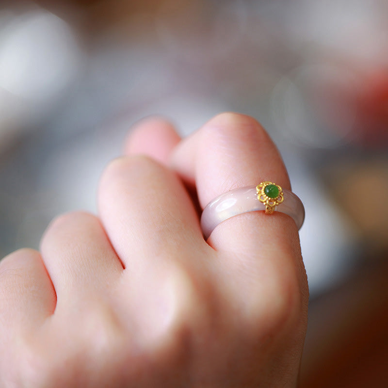 Jade Ring grün mit gold Fengshui Schutz und Glück