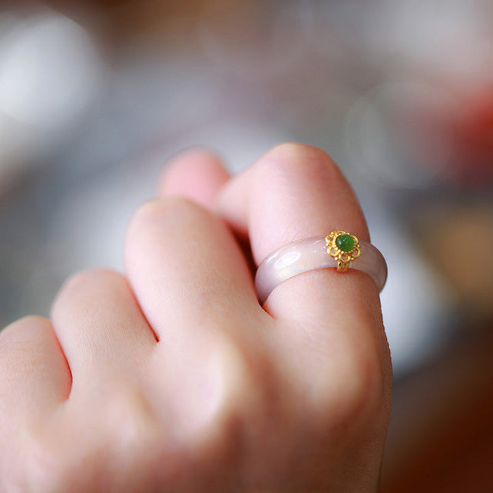 Jade Ring grün mit gold Fengshui Schutz und Glück