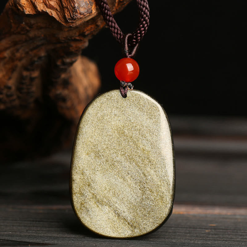 Anhänger Kette Obsidian Drachen Erfolg mit roter Perle Naturstein