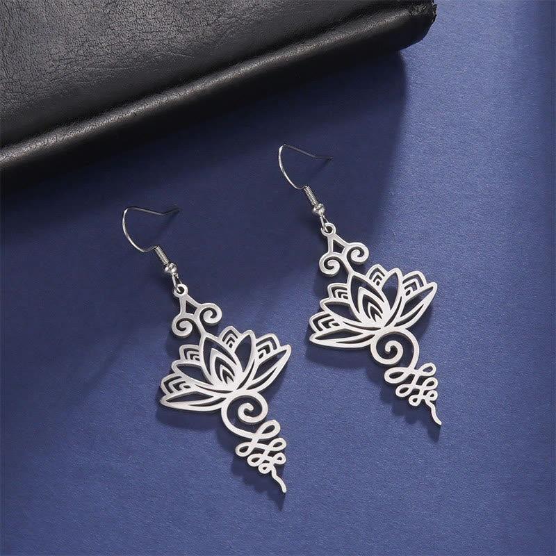 Ohrringe Edelstahl Lotus Silber Boho Schmuck spirituell filigrane Ohrhänger