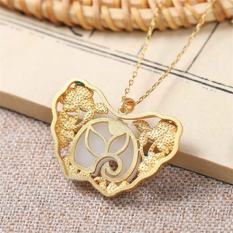 Goldene Kette mit feinem Lotus Anhänger eleganter Naturstein Schmuck