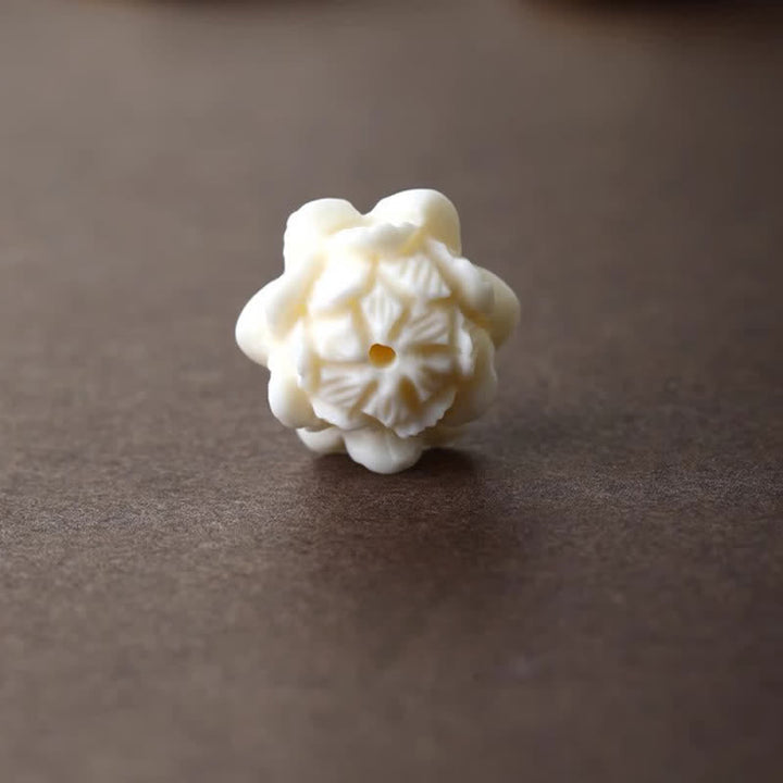 Schlüsselanhänger Regenbogenobsidian Lotus – Schutz, geschnitzte weiße Lotusblüte spirituell