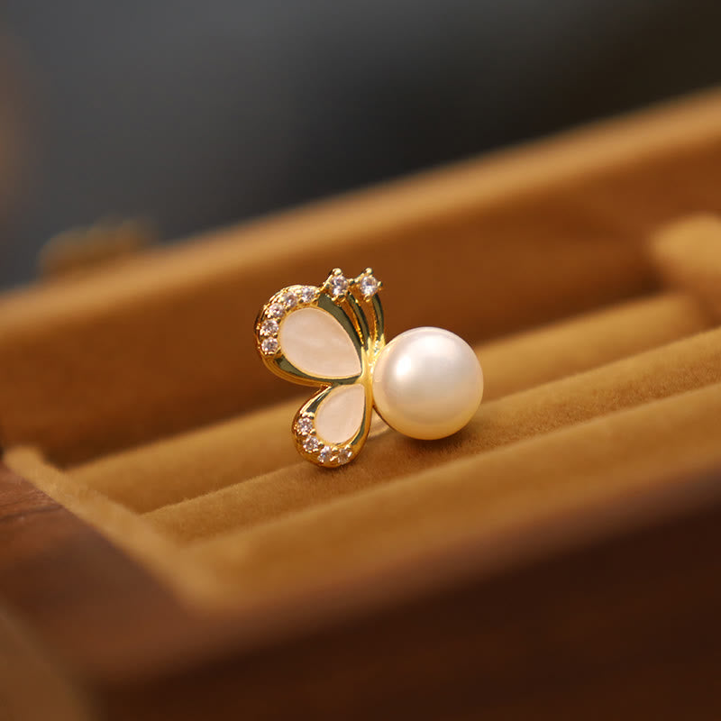 Ohrringe Perle Schmetterling Gold zierlich elegant Schmuck Schmuckschatulle Boho
