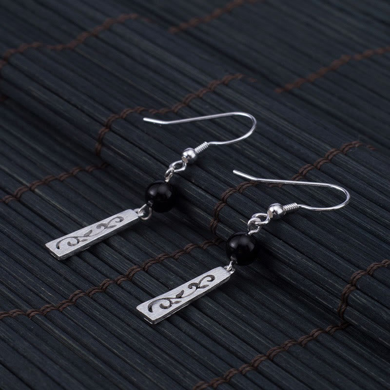 Ohrringe Schwarzer Onyx Ranke – Schutz Silber Boho Schmuck spirituell