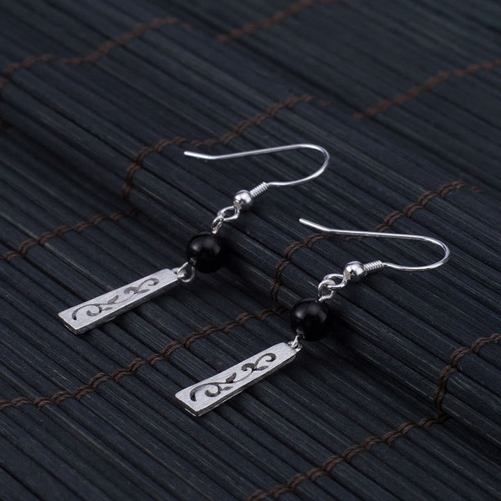 Ohrringe Schwarzer Onyx Ranke – Schutz Silber Boho Schmuck spirituell