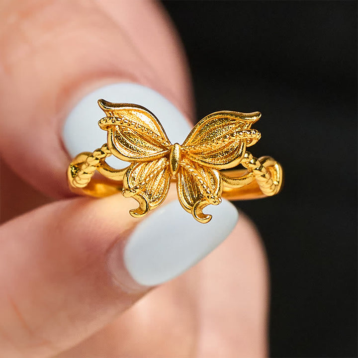 Vergoldeter Schmetterling Ring Messing Symbol für Liebe und Glück