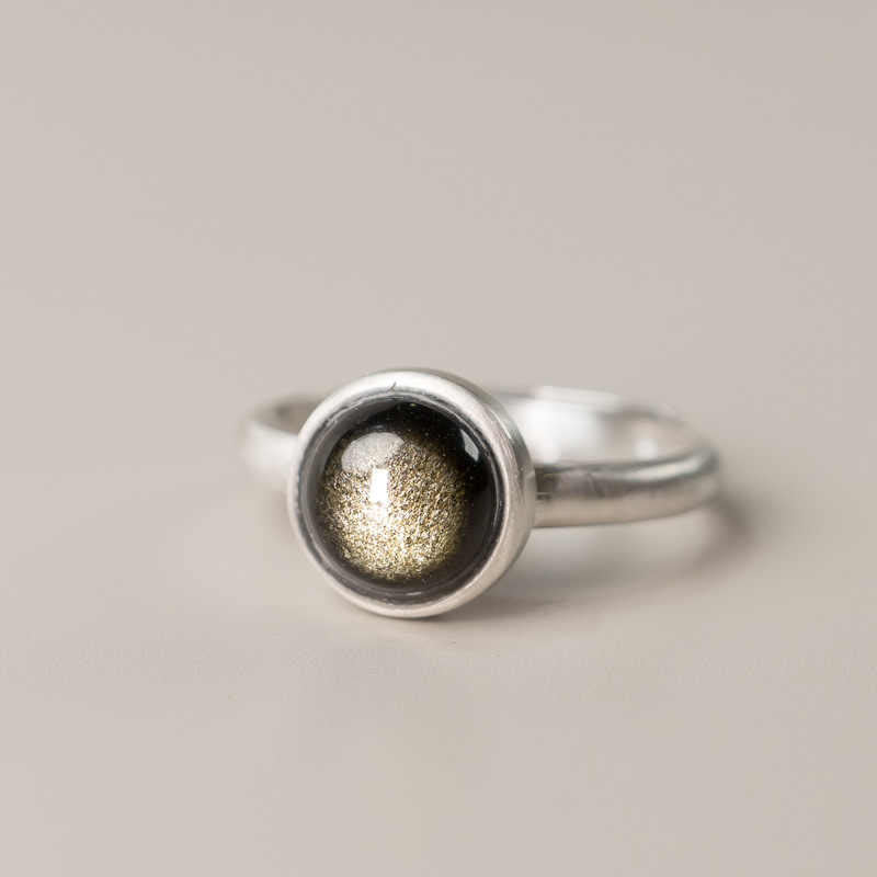 Silberring mit goldglänzendem Stein Wohlstand Schutz Energie Schmuck