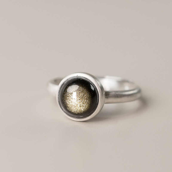 Silberring mit goldglänzendem Stein Wohlstand Schutz Energie Schmuck