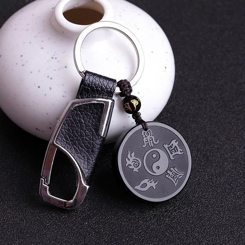 Schlüsselanhänger Obsidian Yin Yang – Stärke
