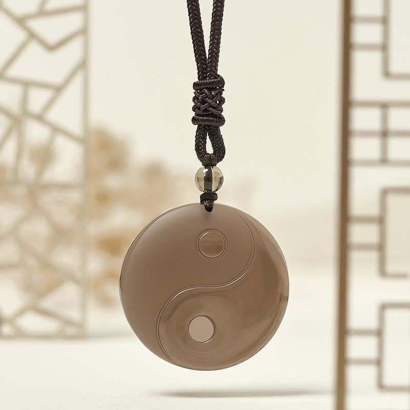 Yin Yang Obsidian Anhänger an schwarzer Kette Innere Stärke