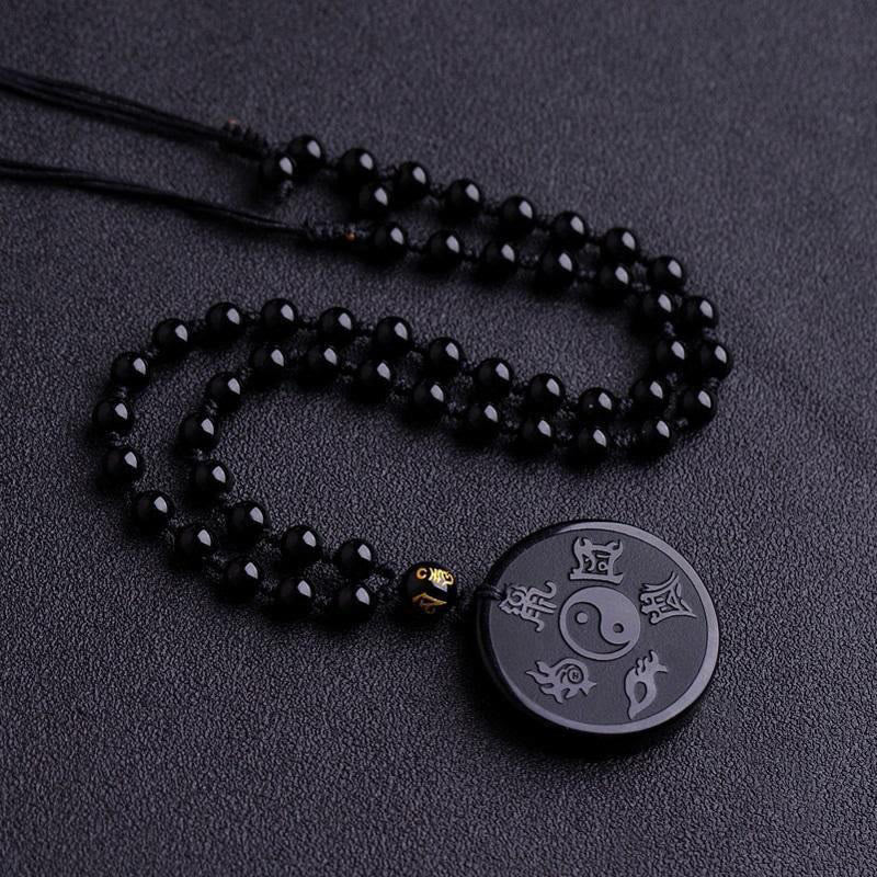 Schlüsselanhänger Obsidian Yin Yang – Stärke