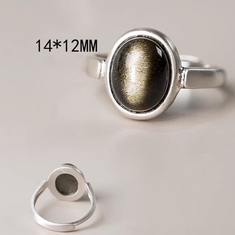 Ring 925 Silber Obsidian – Wohlstand Fengshui Schutz Glück Energie