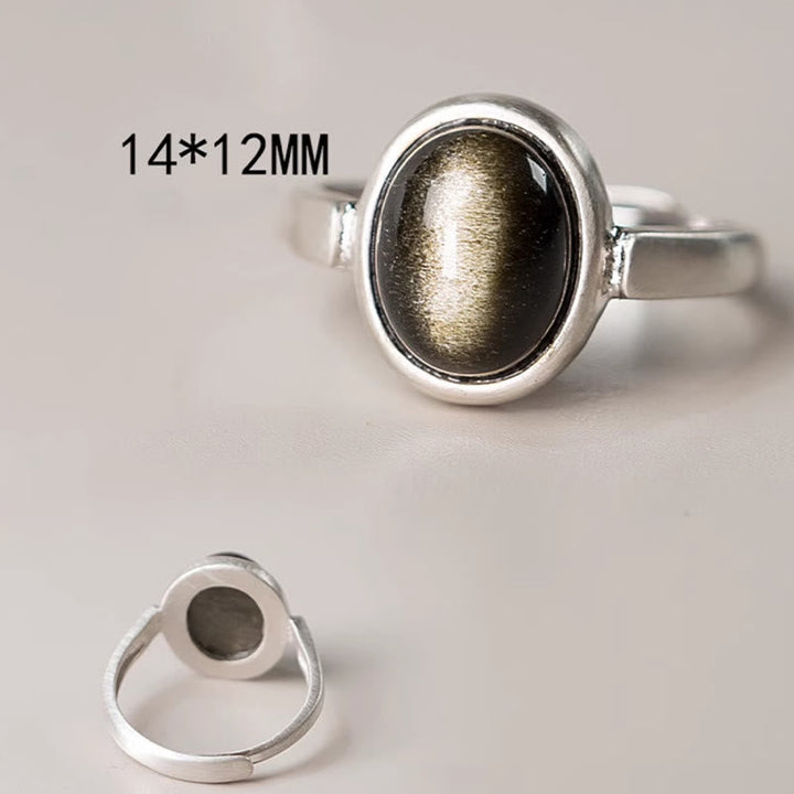 Ring 925 Silber Obsidian – Wohlstand Fengshui Schutz Glück Energie