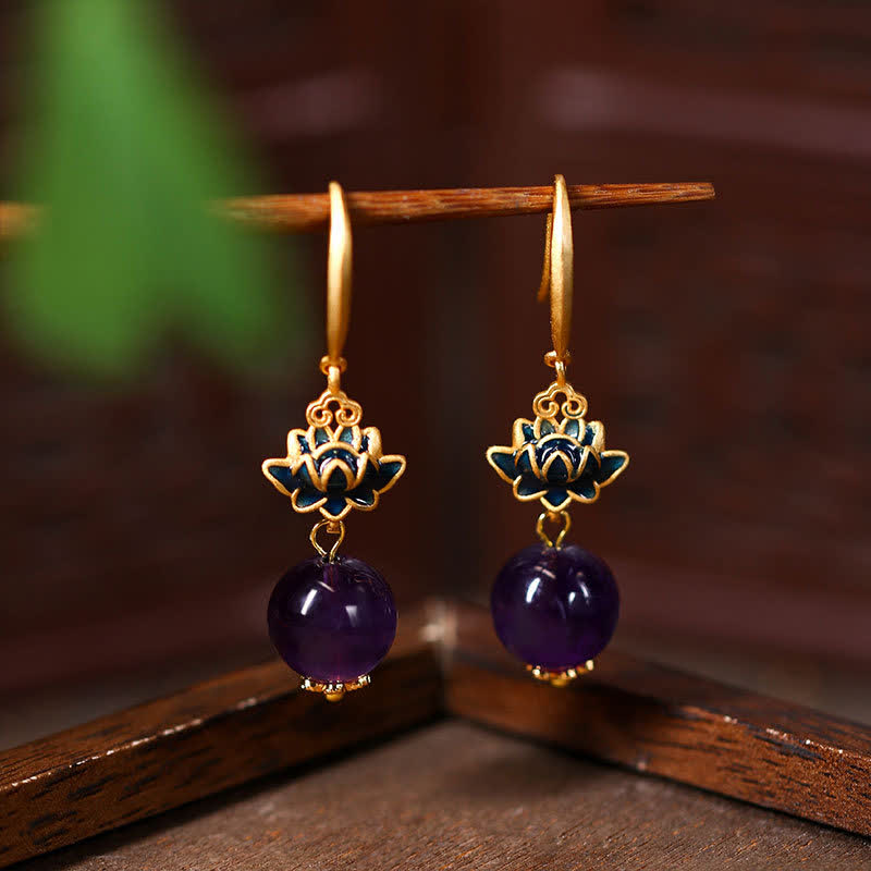 Ohrringe Amethyst Lotus – Erleuchtung