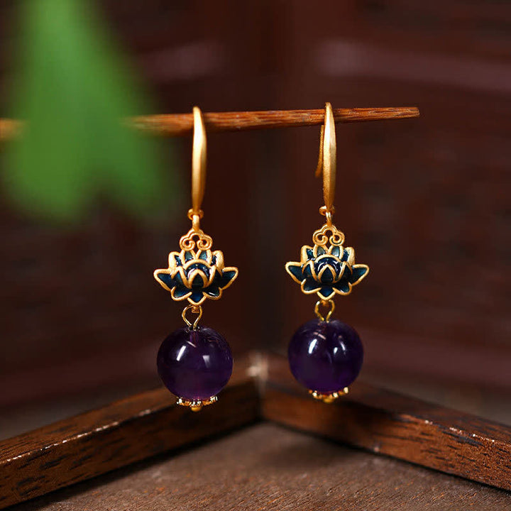 Ohrringe Amethyst Lotus – Erleuchtung