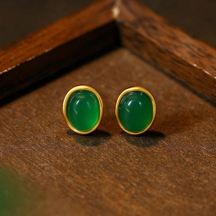 Ohrringe Grüner Chalcedon Silber – Stärke