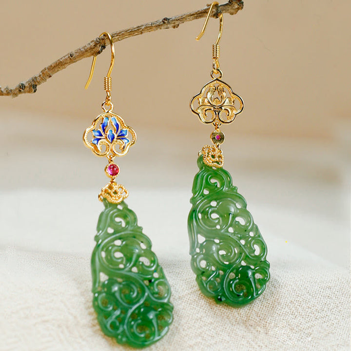 Ohrringe Hetian Jade Emaille – Wohlstand
